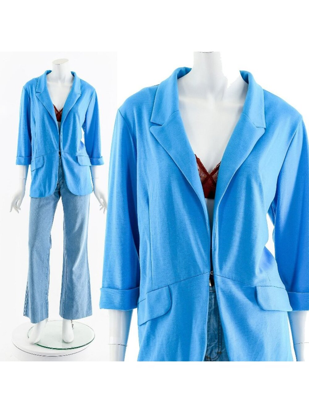 Sky Blue Peplum Blazer Jacket